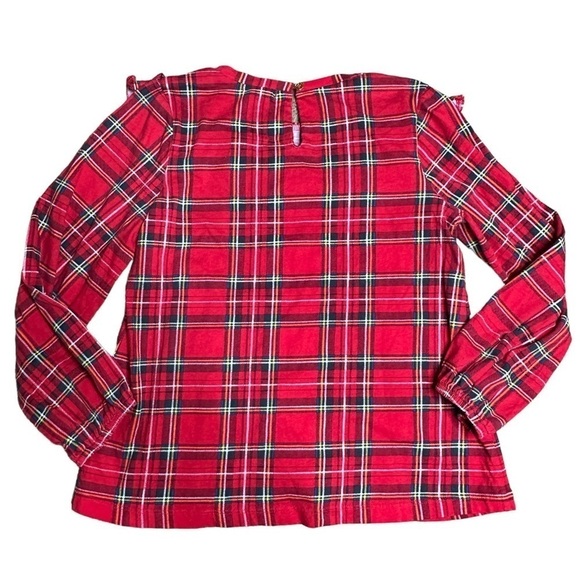 Crewcuts red plaid ruffle girls top size 12 - Picture 2 of 6